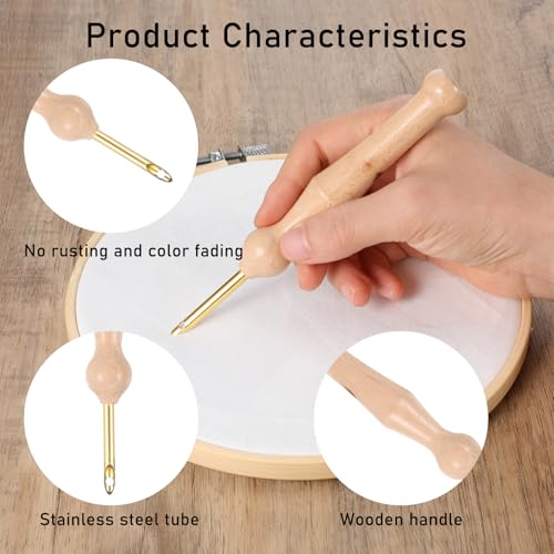 12 Stück Punch Needle Set, Einstellbare Stickerei StanznadelWerkzeug mit Ersatz Nadel Rohre Punch Needle Starter Kit Punch Needle Kit Stickerei Set für Stickerei Kreuzstich Anfänger