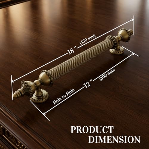 Image of GLOXY Premium Antique 18 inch Vintage Royal Taj Main Door Handle with 12 inch Hole-to-Hole Spacing - Decorative Push & Pull Aluminium Handle for Wooden & Glass Doors - Ideal for Home, Hotel and Banquet Hall