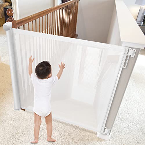 Baby Gate Dog Gate - Retractable Mesh Gate For Child And Pet,Sliding Gate For Indoor And Outdoor,34” Tall Flexible To 53” Wide Deck Gates,Cat Gate,Safety Gate For Stairs,Doorway,Porch,Patio,Hallway #TOP4