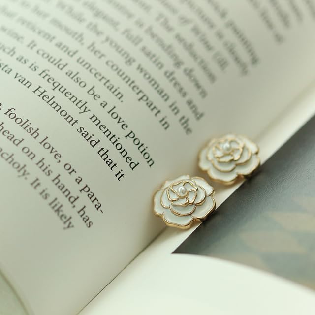 10pcs Super Pretty Camellia Flower Buttons for Clothing Black Pearl Sewing Buttons Women's Shirt Dress Decorative Buttons