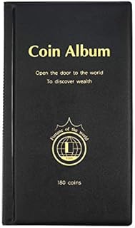 MULOVE 180 Pockets Coin Collectors Album, 50P Coin Collectors Storage Coin Collection Holder Book Suitable for Coin Diameter Less Than 1.66 Inches (Black)