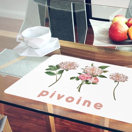 Sets de table souples dessous liège napperons blanc pivoine - 6