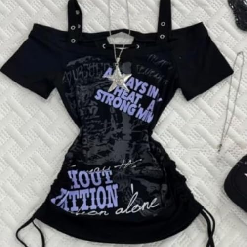 Image of Kawaii Cutecore Harajuku Vintage Y2k 2000s Tops Summer Goth Emo Alt Short Sleeve Graphic Tee
