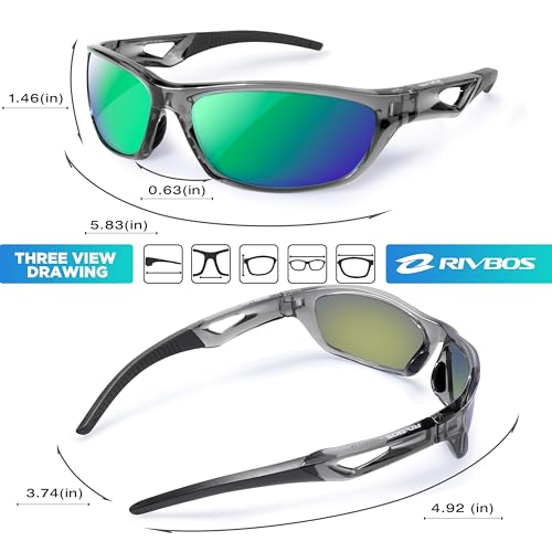 Image of RIVBOS Polarized Sports Sunglasses Driving Sun Glasses Shades for Men Women Tr90 Frame for Cycling Fishing Running RB831