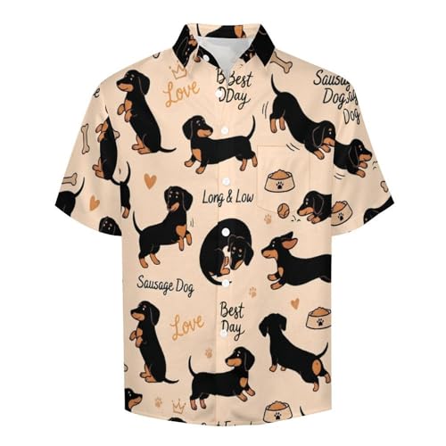 Camisa informal cuello abatible con estampado resistente de perros para verano 2