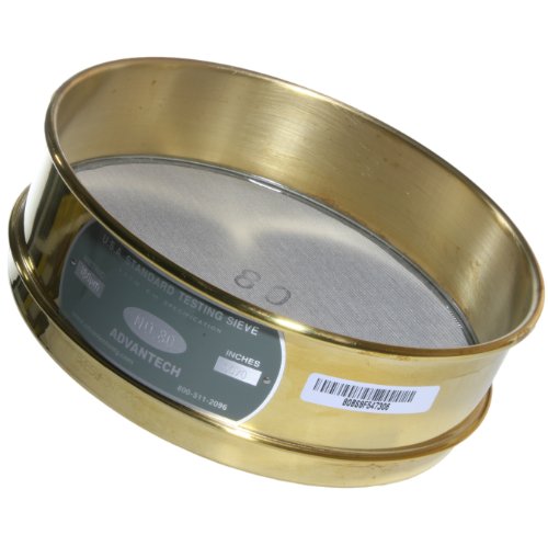 ADVANTECH - 80BS8F Advantech Brass Test Sieves, 8 Diameter, #80 Mesh, Full Height