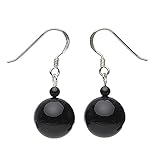  Ohrringe Ohrhänger aus Onyx & 925er Silber schwarz glatt glänzend Ohrschmuck