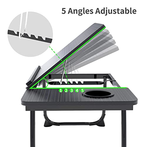 Miirr Foldable Lap Desks For Laptop, 23.6 Inch Laptop Tray Table, Portable Bed Tray Table, Laptop Desk For Working, Writing And Eating (Black-Adjustable) #TOP2