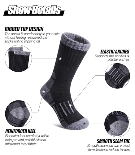 Kids Merino Wool Hiking Socks Boys Girls Toddlers Thermal Winter Warm Boot Thick Cushion Socks 6 Pairs4