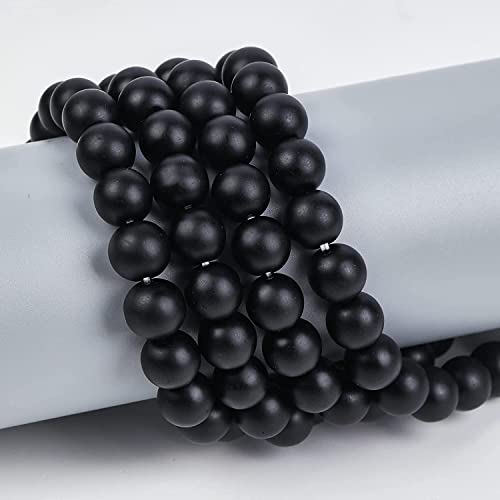 Image of 51pcs Natural Beads Round Matte Black Gemstone Beads Loose Beads 6 MM || Feng Shui || Gemstone || Reiki || Healing || ब्लैक स्टोन