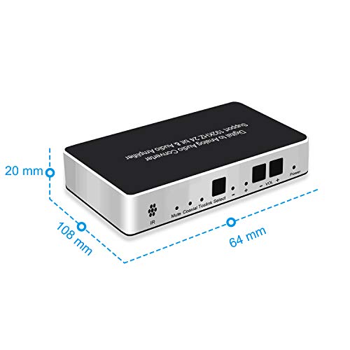 Digital to Analog Audio Converter, Optical to Analog Converter with Remote, DAC Converter Support 192KHz/24bit with IR Remote Control