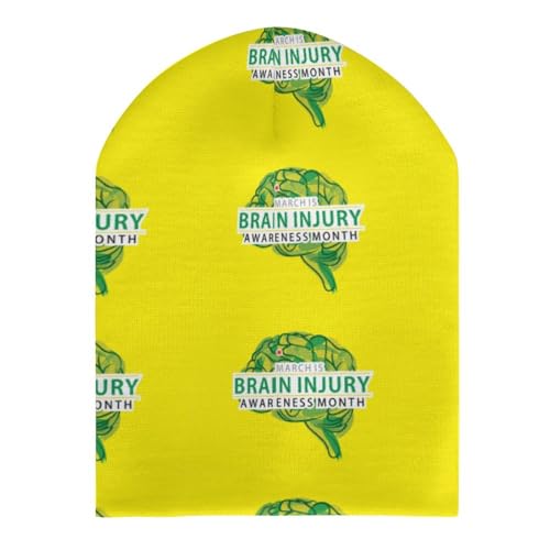 Brain Injury Awareness Month Kids Beanie Hat for for Girls Boys Children Cap Winter Knitted Chemo Cancer Headwear Accessories Gifts Decoration Black3