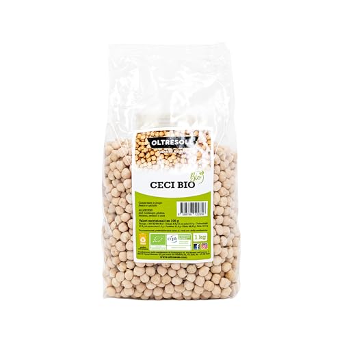 Oltresole, Garbanzos Ecológicos 1 Kg, Legumbres Secas Ecológicas de Cultivo Controlado, Excelentes para Sopas, Ensaladas, Verduras y Recetas Saludables, Envase Familiar Ideal