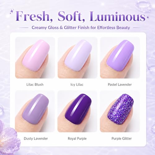 Image of Beetles Purple Gel Nail Polish Set, Lavender Lilac Glitter Gel Polish