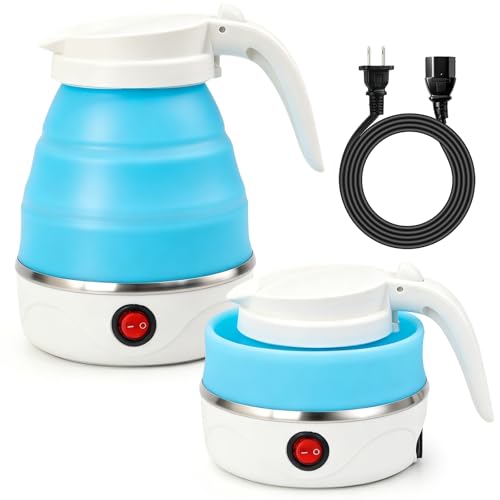 Portable Folding Electric Kettle 600 mL Travel Electric Kettle Automatic Shut Off Small Collapsible Kettle Ideal for Boiling Water Outdoor Use Travel Brewing Tea Coffee 110V