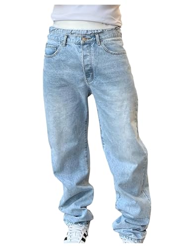 SweatyRocks Men's Jeans Straight Leg Button Denim Pants Trousers Casual Baggy Jeans