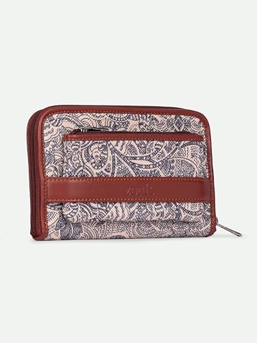 Image of ZOUK Women Colaba Shirin Floral Printed Handcrafted Classic Zipper Wallet Clutch Purse