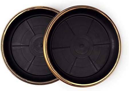 Decorative Heavy Duty Tray/Saucer (2 Pack) Rustic Medieval/French Country Look, Pot/Planter Base for Indoor/Outdoor Decor Use. Long Lasting, Reusable Light Weight (13 inches, Gold) image 4