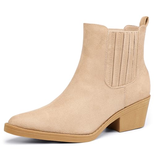 IDIFU IN2 Women's Chelsea Boots Pointed Toe Ankle Booties Low