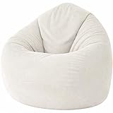 GlückBean Sitzsack Cord XXL mit EPS-Perlen Füllung – Ergonomischer Bean Bag Sessel für Erwachsene & Kinder – Weich, Formstabil & Pflegeleicht – Indoor Lounge Sitzsack (Beige, XXXL)