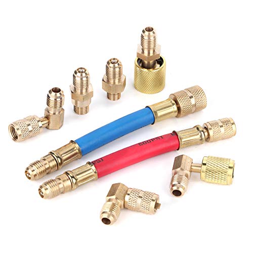 Kit d'adaptateur de connecteur de réfrigération Suuonee, 8 pièces/ensemble de tuyaux de l'adaptateur de connecteur de réfrigération R-12A/C pour la climatisation R134A R12