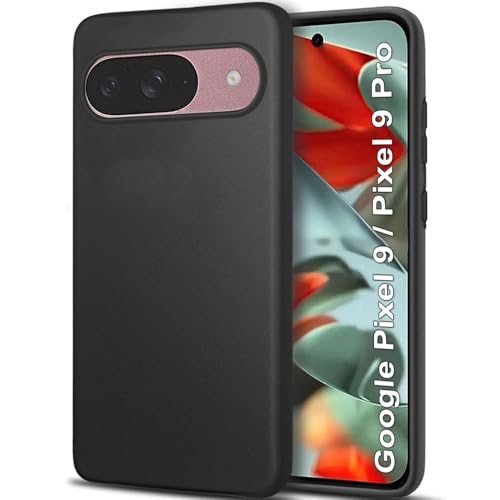 Image of TheGiftKart Sleek Back Cover Case for Google Pixel 9 /9 Pro | Slim Fit Protective Design | Ultra Matte Finish | Camera Protection Bump | Soft Silicon Case Cover for Pixel 9 /9 Pro (Silicone, Black)