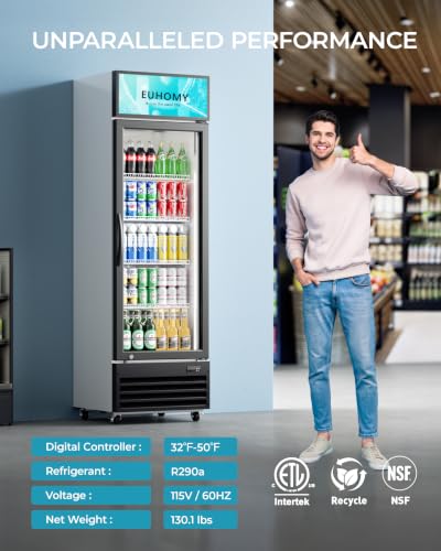 Image of EUHOMY 9 Cu.Ft Commercial Refrigerator, Display Fridge with Lock