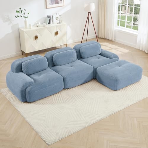 Image of Corduroy Modular Sectional Sofa, Oversized Cloud Couches for Living Room