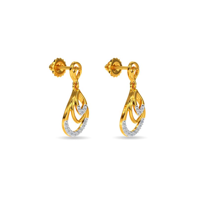 Image of KISNA JEWELS 14KT|18KT BIS Hallmark Pure Gold and Diamond Danglers Earrings For Women with Screw Back clouser