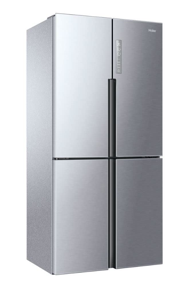 Haier Cube 83 Series 5 HTF-458DG6 - Frigorífico 4 Puertas, Fabricador de Hielo automático,Motor Inverter, My Zone, Cajón Humidity Zone,Total No Frost, Ancho 83cm, 468L, Iluminación LED, Silver