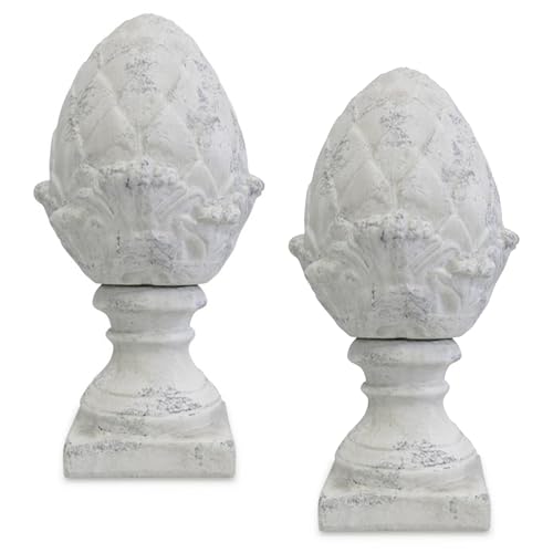 matches21 HOME & HOBBY Stilvolle Deko-Zapfen Sockel 2er Set Deko-Figuren Keramik antik-Weiss 31-35,5 cm Vintage Garten-Deko matches21 HOME & HOBBY Stilvolle Deko-Zapfen Sockel 2er Set Deko-Figuren Keramik antik-Weiss 31-35,5 cm Vintage Garten-Deko