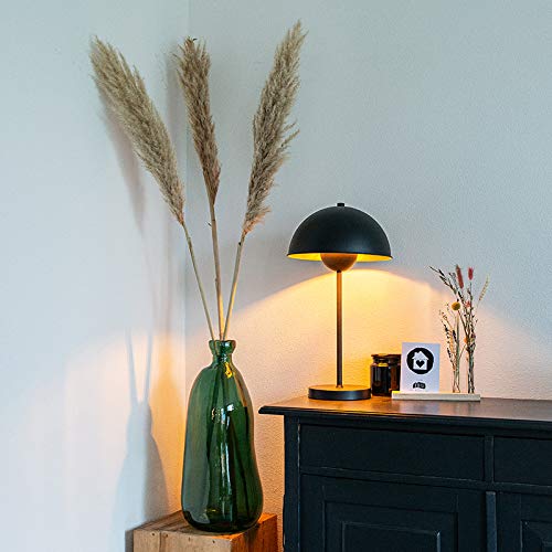 Qazqa Retro Tischleuchte - Magnax - Schwarz Gold, max. 60W, Geeignet für LED, 51cm, Ideal als Schlafzimmerlampe und Wohnzimmerlampe