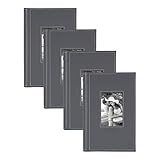 DesignOvation Debossed Faux Leather Photo Albums, 300 Photos, Gray, Set of 4