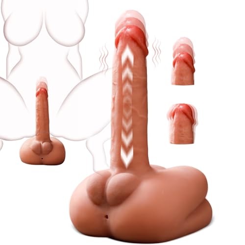 Thrusting Dildo Vibrator Sex Toys - Hands-Free Riding Grinding Dildos with 7 Thrusting & Vibration Modes for G Spot Dual Stimulation Realistic Sex Machine with Anal Channel Adult Toys for Women & Men