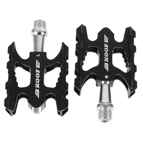 COOLHIYA Pedales antideslizantes para bicicleta de montaña, pedales de plataforma plana de aleación, accesorio de ciclismo antideslizante para bicicletas de carretera y montaña, reemplazo rápido