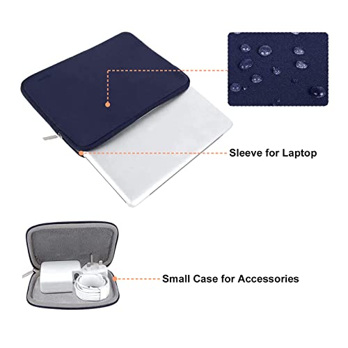 Image of MOSISO Laptop Case 13.3 inch, 13-13.3 inch Laptop Sleeve Bag Compatible with MacBook Air /Pro 13 /Pro 14 M5 M4 M3 M2 M1, HP Dell ASUS Lenovo, Neoprene Computer Sleeve Bag with Small Case, Navy Blue