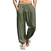 COOFANDY-Mens-Cotton-Linen-Pants-Casual-Harem-Pants-Elastic-Waist-Beach-Boho-Yoga-Trousers COOFANDY Men's Cotton Linen Pants Casual Harem Pants Elastic Waist Beach Boho Yoga Trousers