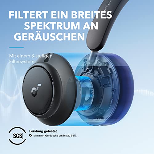 soundcore by Anker Space Q45 Bluetooth Kopfhörer, Adaptive aktive Geräuschunterdrückung bis zu 98%, 50 Std. Wiedergabe, App Steuerung, LDAC Hi-Res Wireless Audio, Leichtes Design, Kristallklare Anrufe