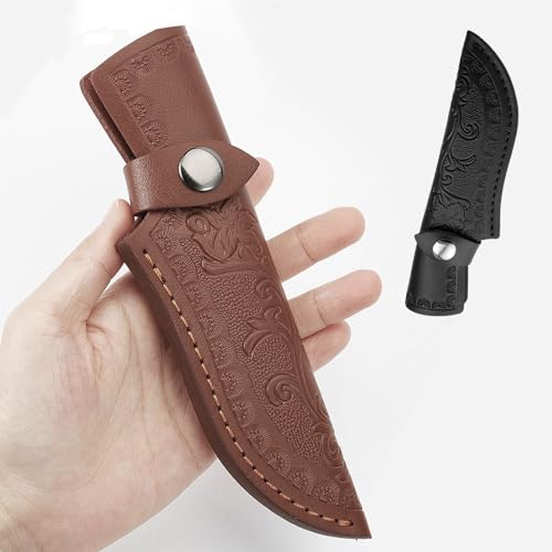 Messerscheide,Lederscheide für Messer,Messer Scheide für Gürtel,18,5cm Messerholster Messertasche Fixed Blade Messer Taschen Scheide,EDC Werkzeuge Messerhülle Jagdmesser Küchenmesserhalter (Braun)