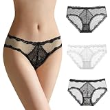 [Ulogu] レディース ショーツ レース 透け感 花柄 シースルー ドットチュール パンティ 通気性 ストレッチ 快適 セクシー 女性用下着 ブラックシリーズ XL