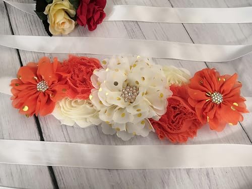 Flower Sash Belts for Women/Girls Dresses Bridal Wedding Bridesmaids Belt Maternity Pregnancy Flower Belt for Baby Shower2