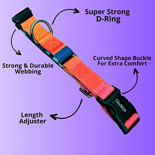 Image of Glucklich Martingale Printed Dog Collar with Quick Release Buckle, No Pull Pet Collar, Heavy Duty for Small, Medium and Large Dogs. Adjustable Length, Stylish Dual Colour (S-Martingale, Dark Night)