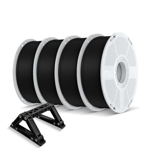 Inslogic ASA Filament 1.75mm, UV & Weather Resistant 3D Printer Filament, High-Strength & Heat-Resistant, Smooth Printing with Low Warping, Ideal for Outdoor Use, 1kg×4 (2.2lbs×4) Spools, Black
