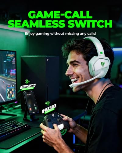 Image of NUBWO Wireless Gaming Headset for Xbox Series X /S & Xbox One, 100Hr Battery Life, 3-in-1 Ultra-Low Latency 2.4GHz Dongle /Bluetooth 5.3 /3.5mm Wired Gaming Headphones for PS5, PC