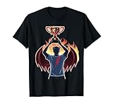 Festeggia le tue vittorie negli eSport con questo design sorprendente con una silhouette di angelo del diavolo maschile contro fiamme digitali ardenti. In possesso di un trofeo luminoso ornato con emblemi vittoriosi.