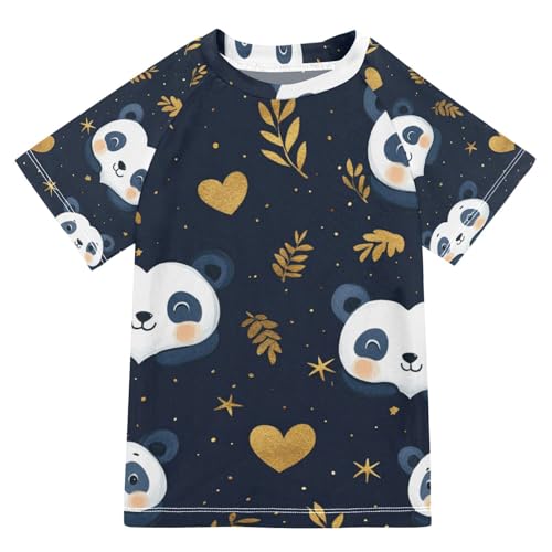 Jucciaco Boys Swimsuit Bear Panda Grunge Cute Sunscreen Kids Sun Rashguard Short Sleeve T-Shirts Swimwear Sets UPF 50+ Multicoloured