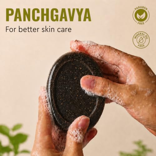 Image of Organic Panchgavya Soap (Pack of 6) Enriched with Cow Milk & Ghee | Handmade Natural Chemical Free Bathing Bar for Purifying, Nourishing & Glowing Skin | Ayurvedic Skin Detox Soap for Daily Use