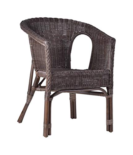 MiaMöbel Armlehnstuhl Rattan 57x75x56 cm Landhausstil Rattan Braun