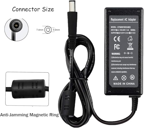Image of WeFly 65W 19.5V 3.34A Laptop Adapter Charger for Dell Latitude E5440 E5470 7480 E6540 E7440 E7450 E7250 E6440 E6430 7490 7290 5490 5590 5290 Inspiron 15-5000 15-3000 Size: 7.4 x 5.0mm