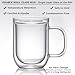 Aquach 16 Oz Double Walled Glass Coffee Mugs, Clear Glass Coffee Tea Cups, Microwave and Dishwasher Safe Home Office Insulated Glass Cups Perfect for Americano Latte Hot&Cold Beverages, 2-Pack